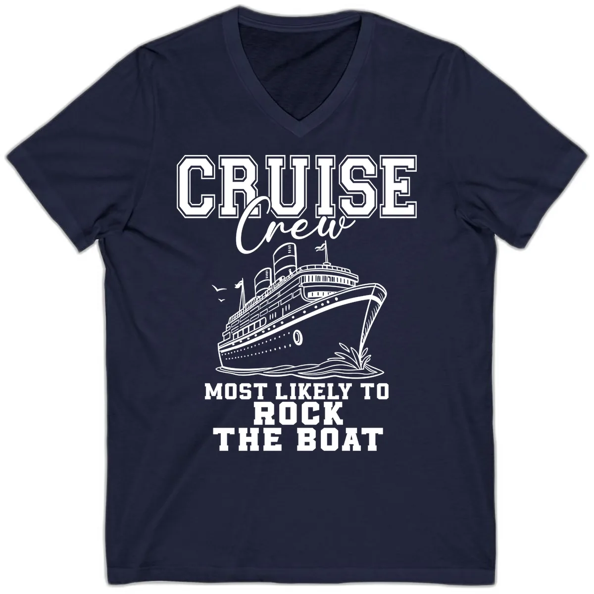 Cruise Crew Rock The Boat V-Neck in Navy