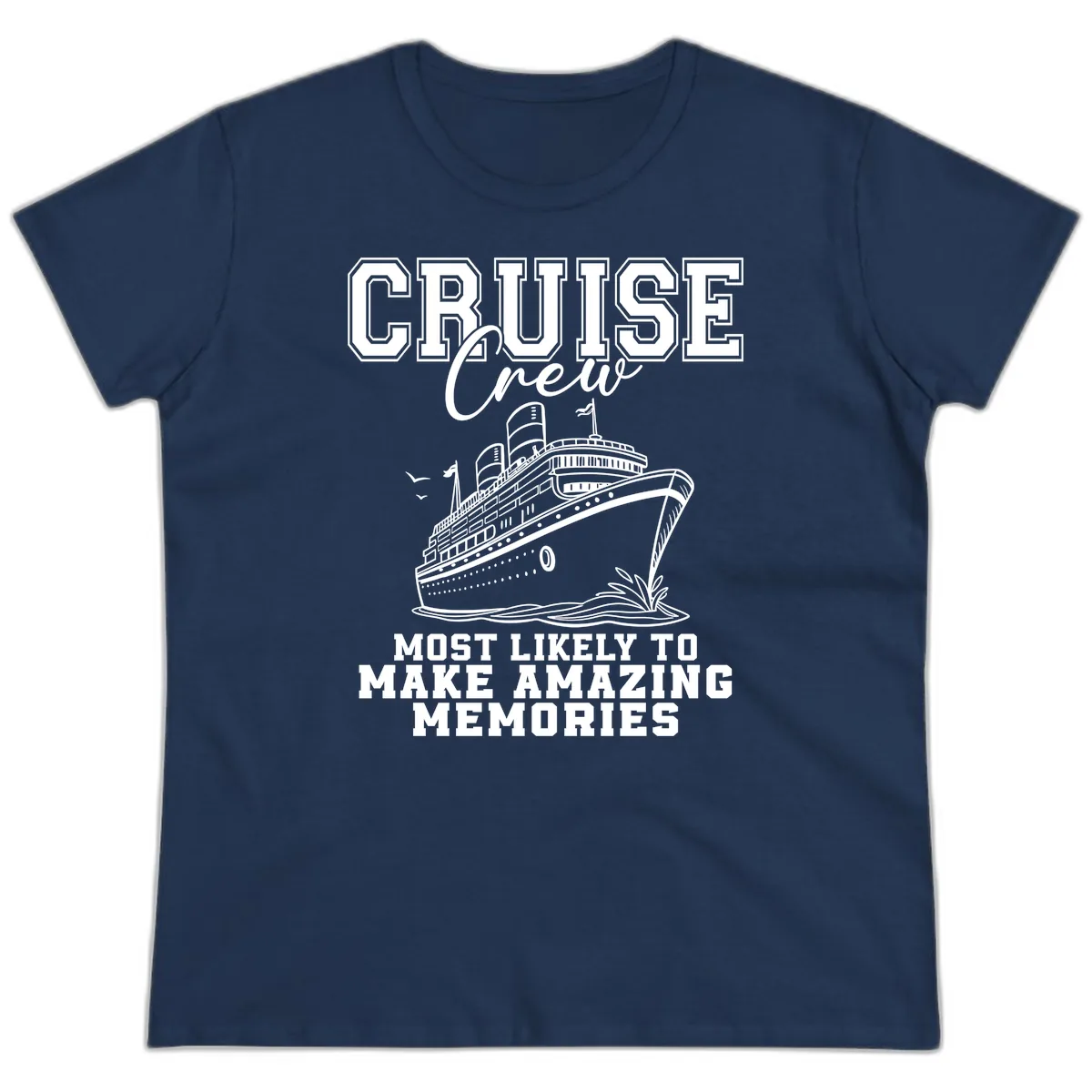 Cruise Crew Amazing Memories Ladies Tee in Navy