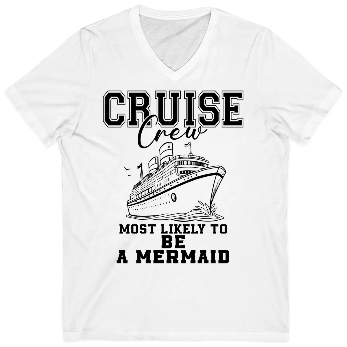 Cruise Crew Mermaid Life V-Neck in White
