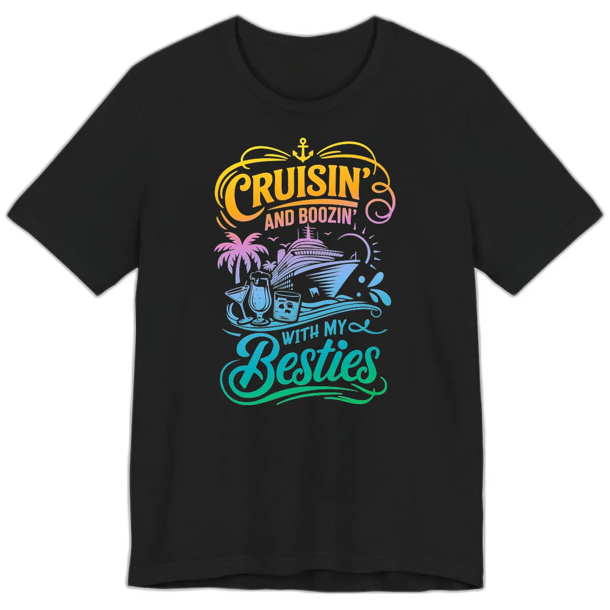 Cruisin And Boozin With My Besties Premium T-Shirt in Black