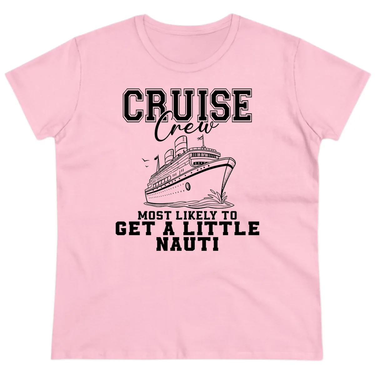 Cruise Crew Get Nauti Ladies Tee in Light Pink
