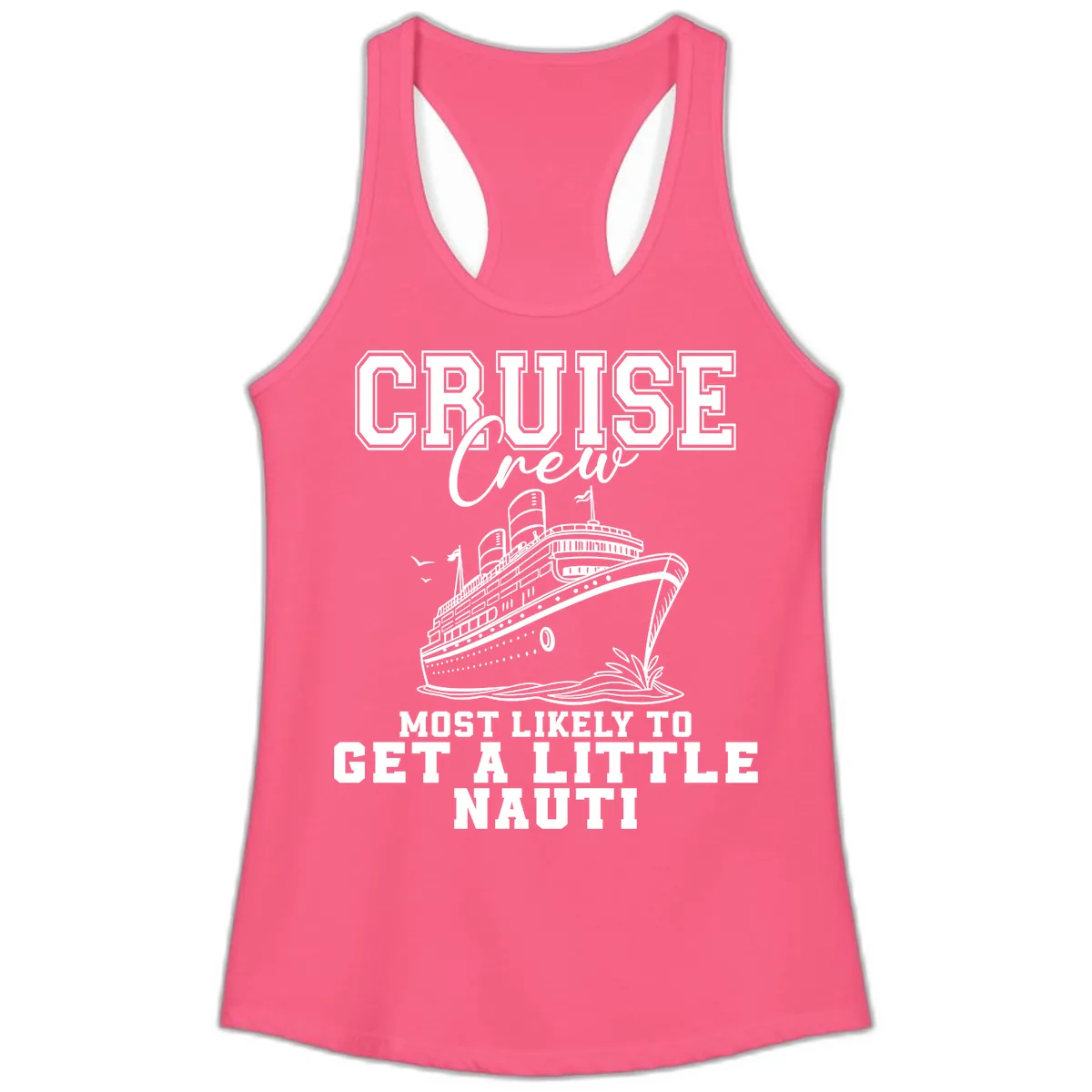 Cruise Crew Get Nauti Ladies Tank in Solid Hot Pink
