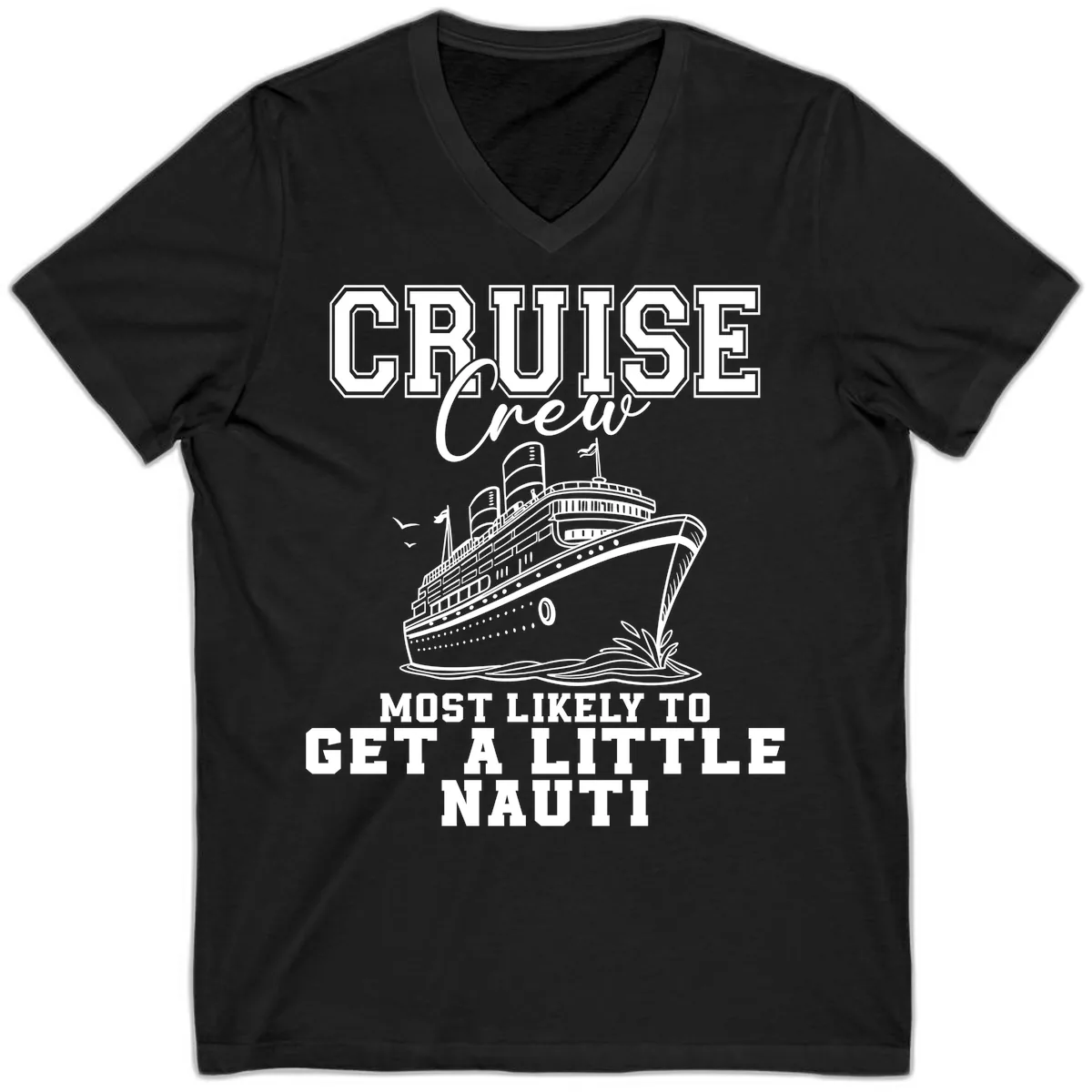 Cruise Crew Get Nauti V-Neck in Black