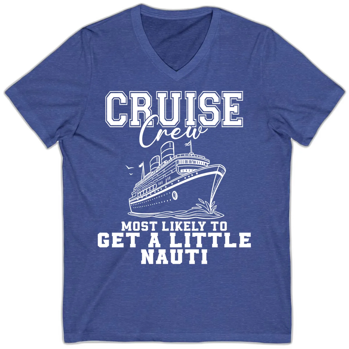 Cruise Crew Get Nauti V-Neck in Heather True Royal