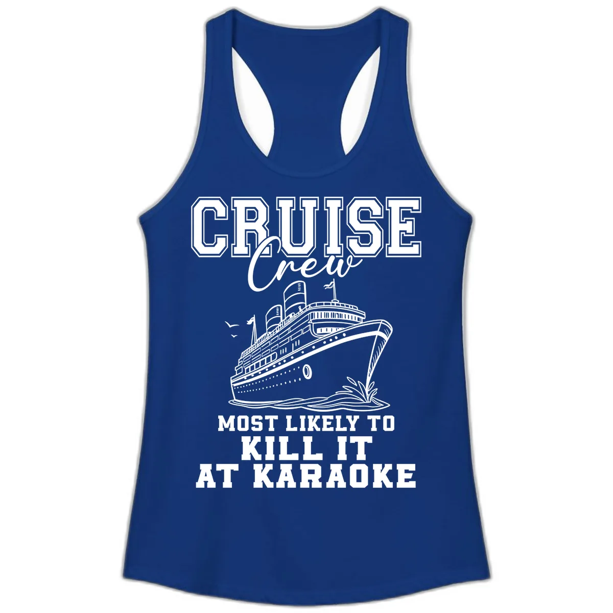 Cruise Crew Karaoke Champions Ladies Tank in Solid Royal