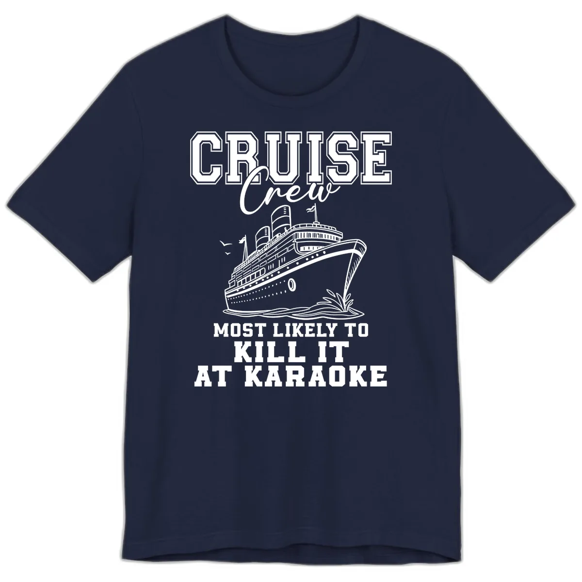 Cruise Crew Karaoke Champions Premium T-Shirt in Navy