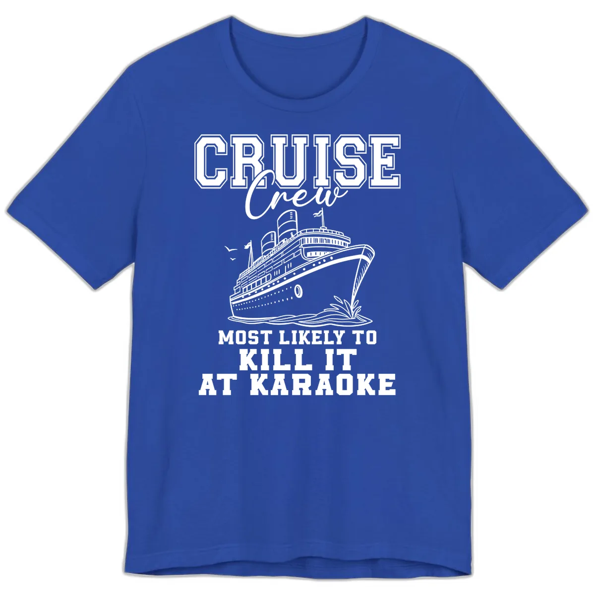 Cruise Crew Karaoke Champions Premium T-Shirt in True Royal