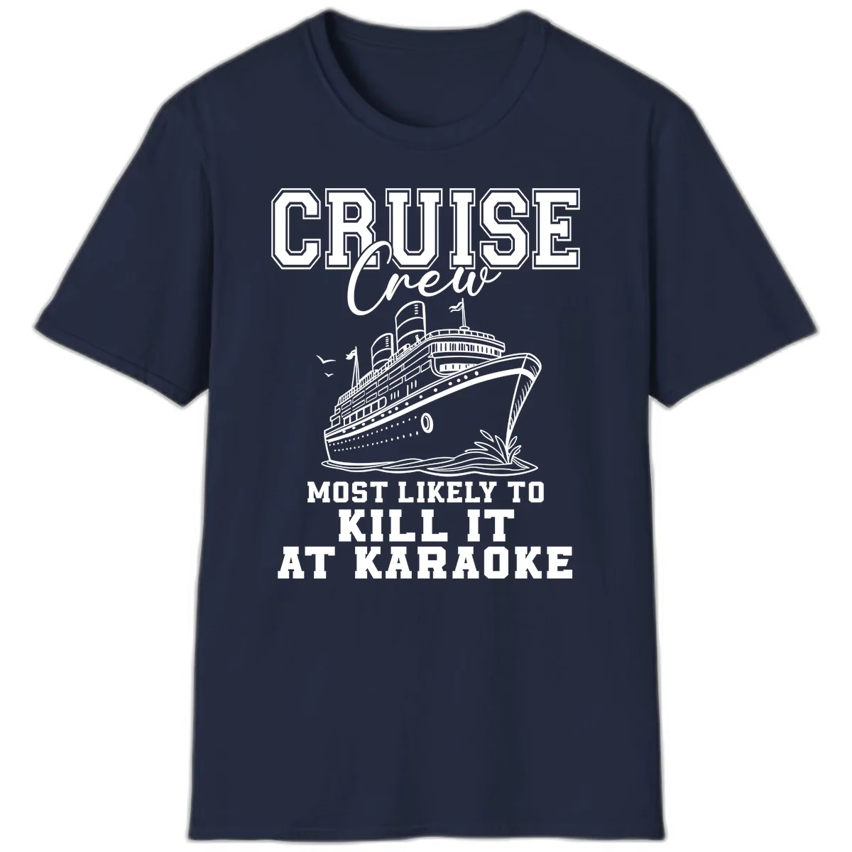 Cruise Crew Karaoke Champions T-Shirt in Navy