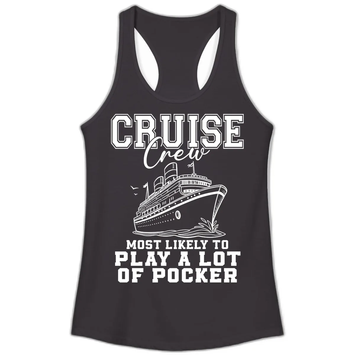 Cruise Crew Most Likely To Play Poker Ladies Tank in Black