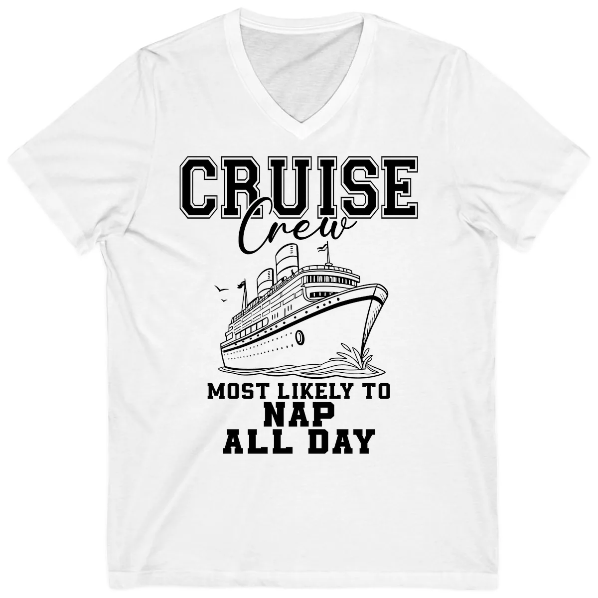 Cruise Crew Most Likely To Nap All Day V-Neck in White