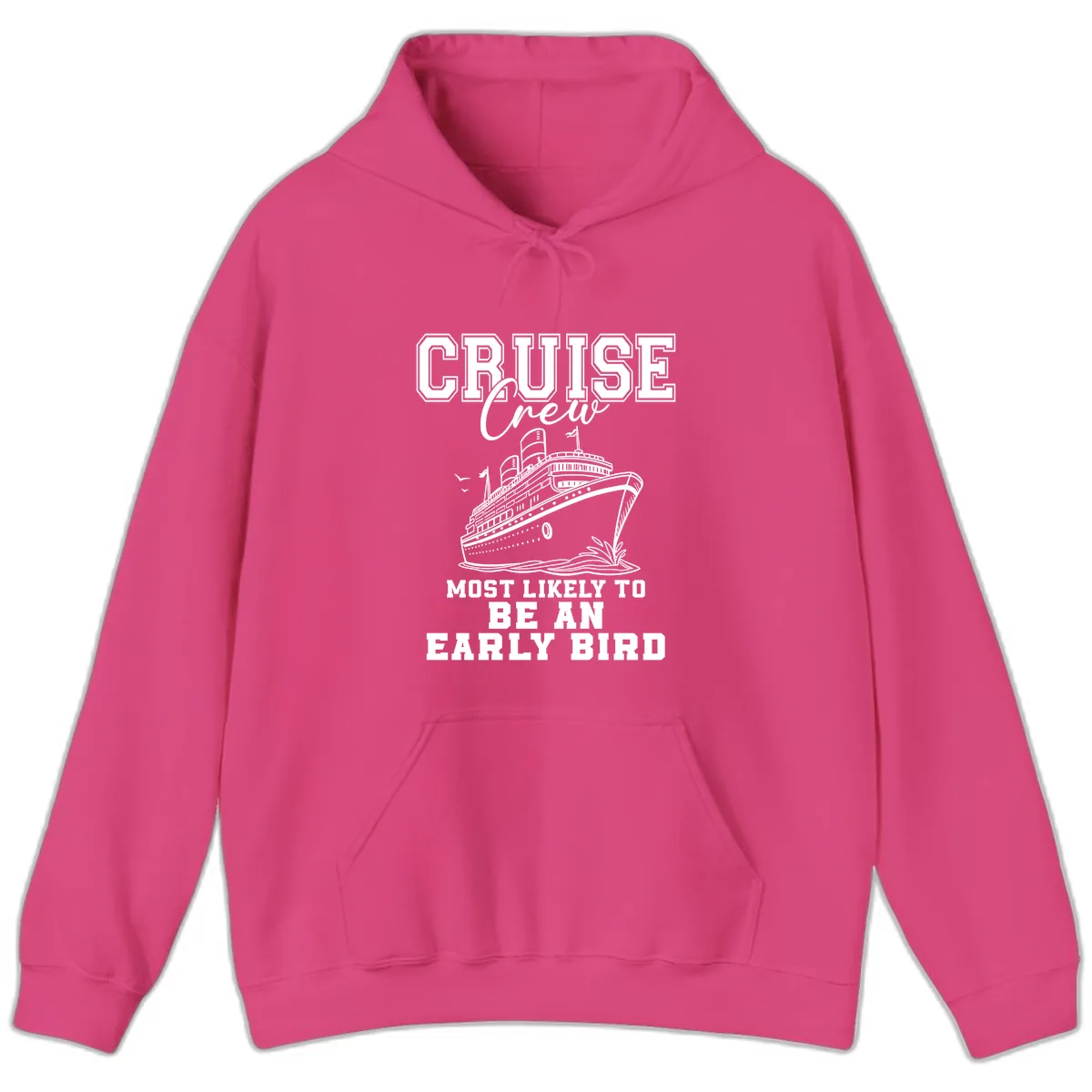 Cruise Crew Early Bird Design Hoodie in Heliconia