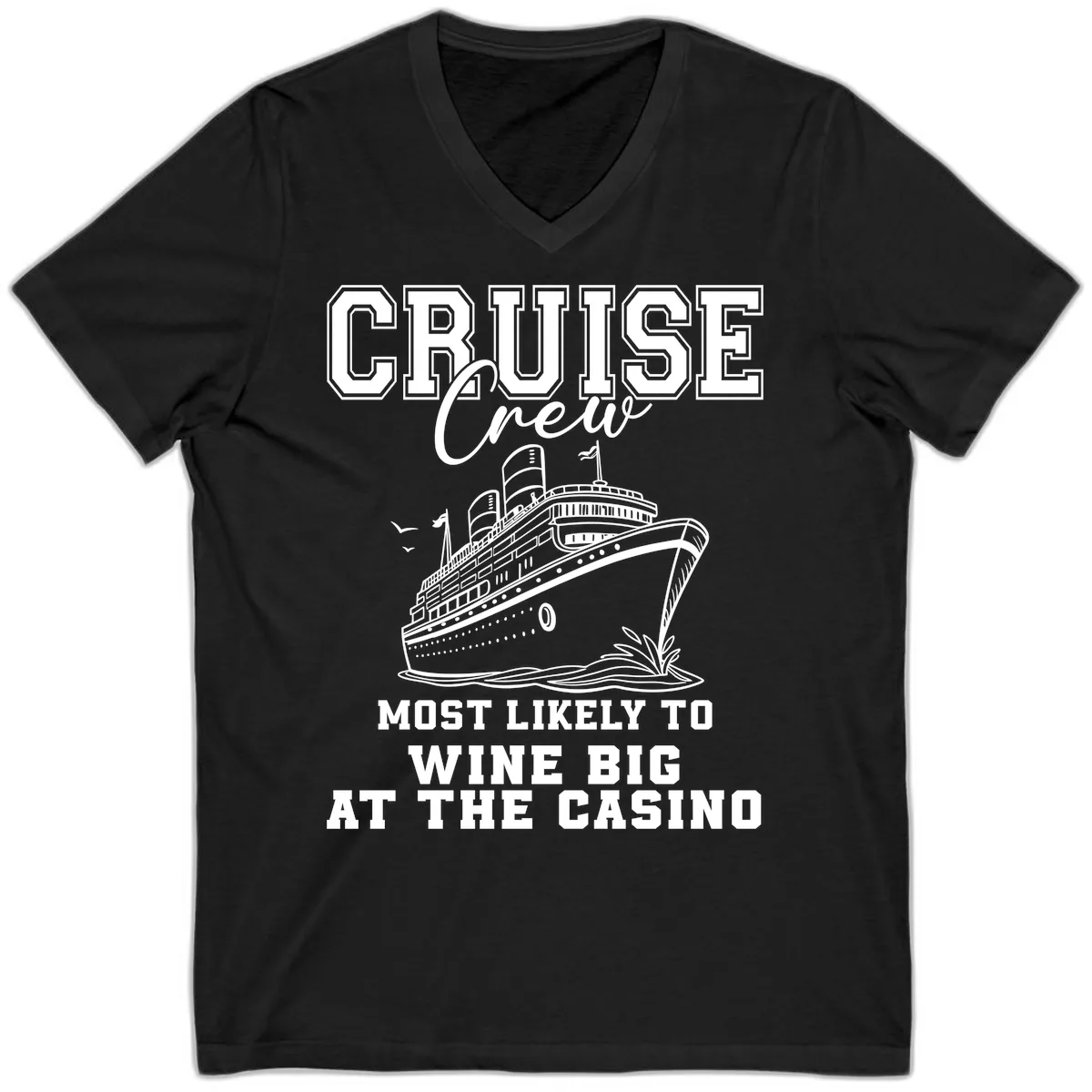Cruise Crew Wine Big Casino V-Neck in Black