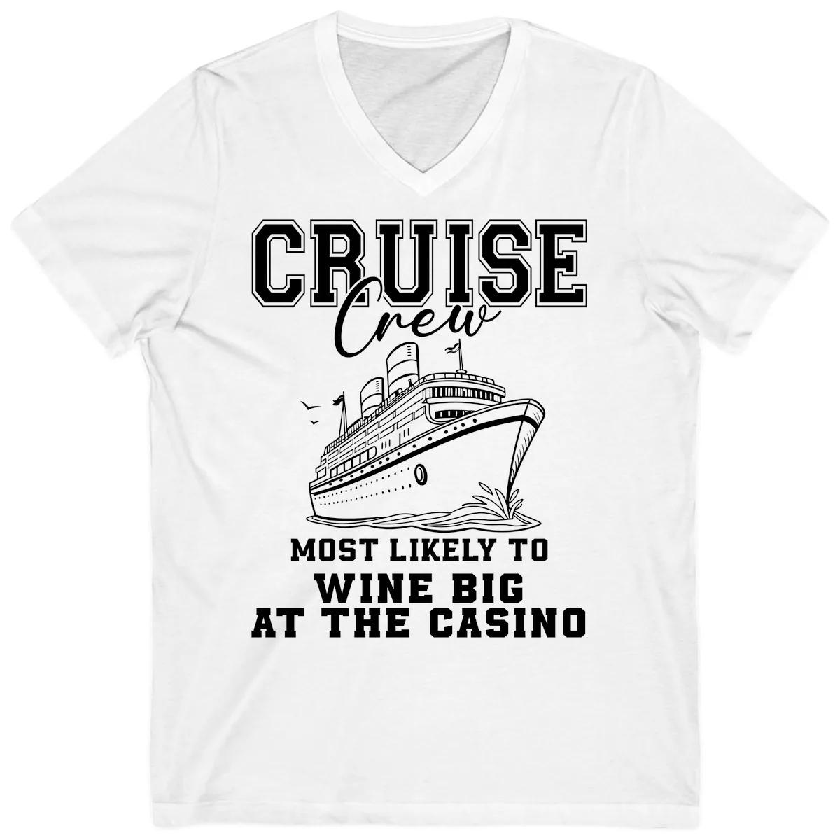 Cruise Crew Wine Big Casino V-Neck in White