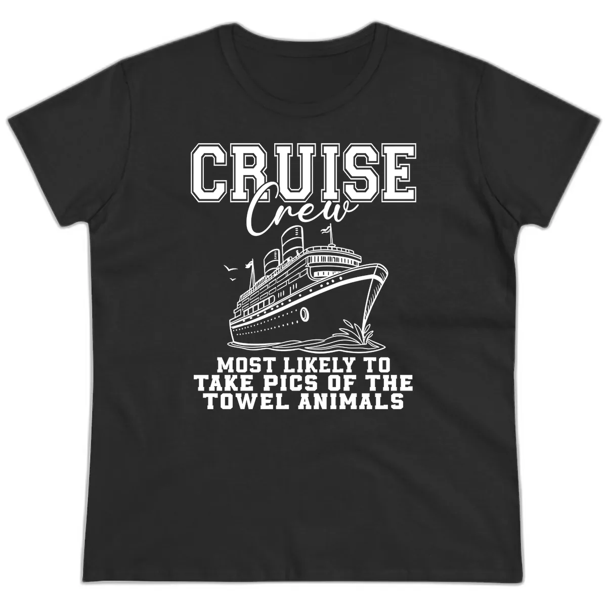 Cruise Crew Towel Animal Photographers Ladies Tee in Black