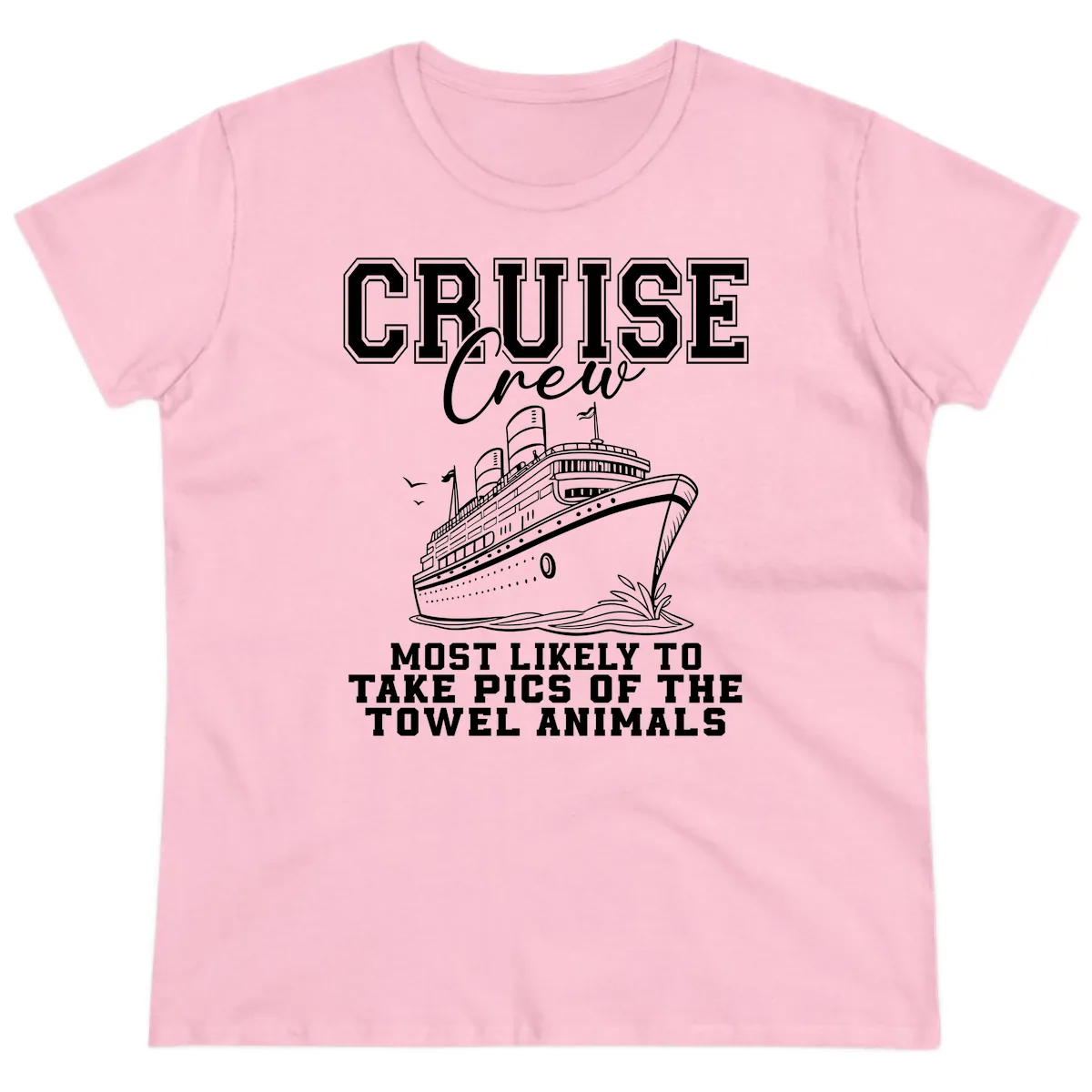 Cruise Crew Towel Animal Photographers Ladies Tee in Light Pink