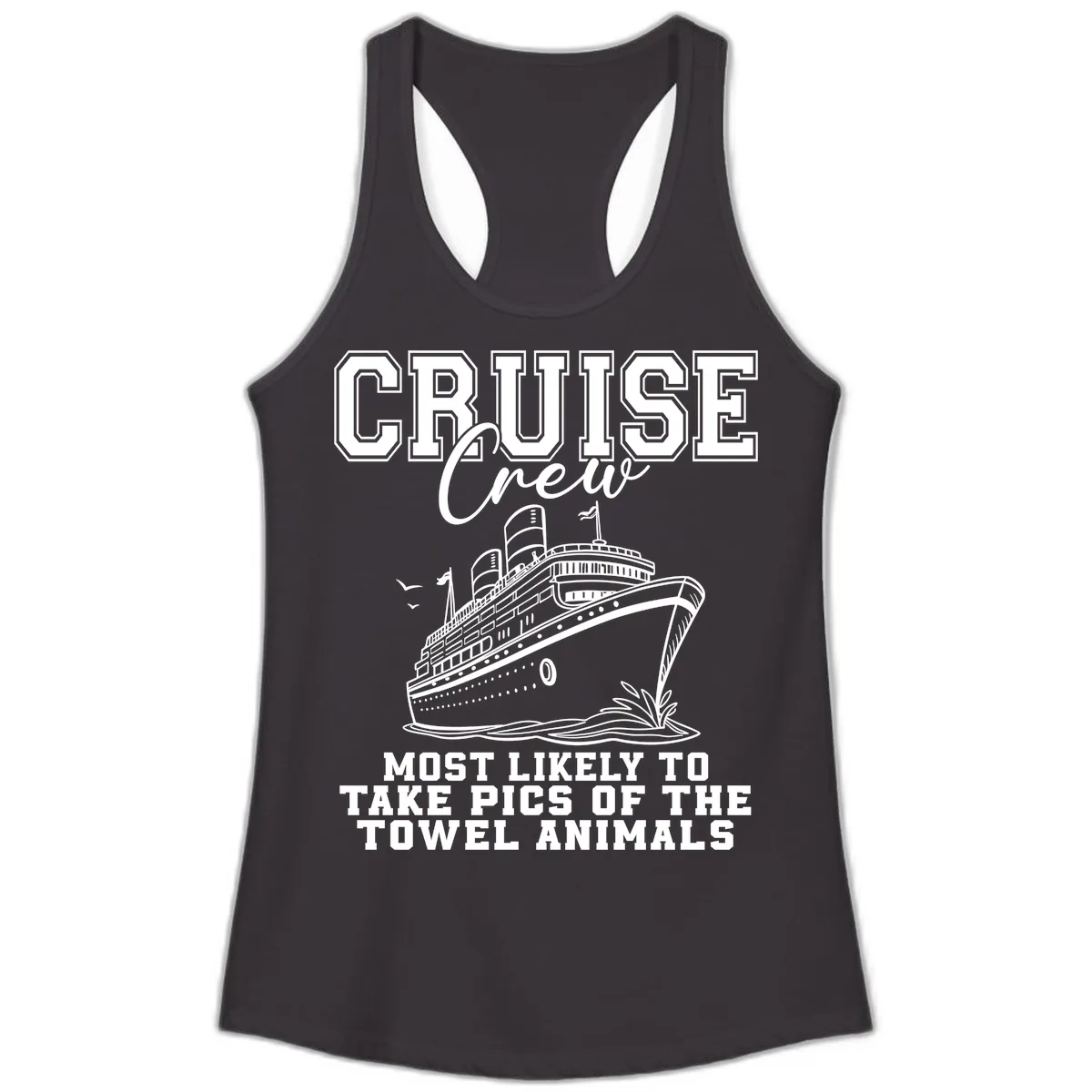 Cruise Crew Towel Animal Photographers Ladies Tank in Black