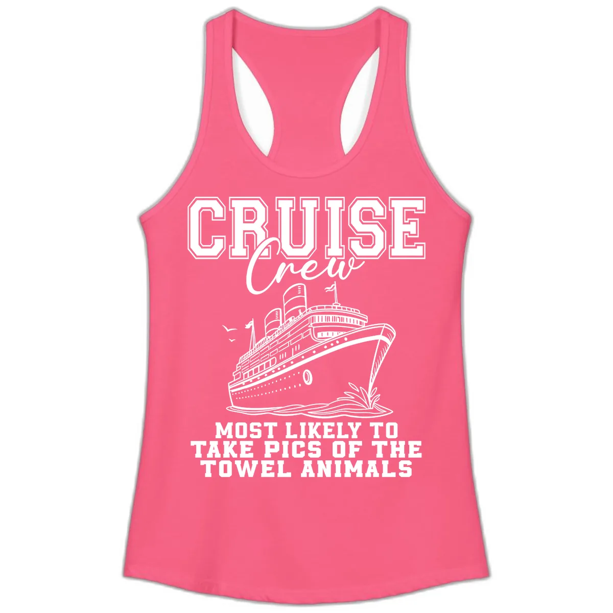 Cruise Crew Towel Animal Photographers Ladies Tank in Solid Hot Pink