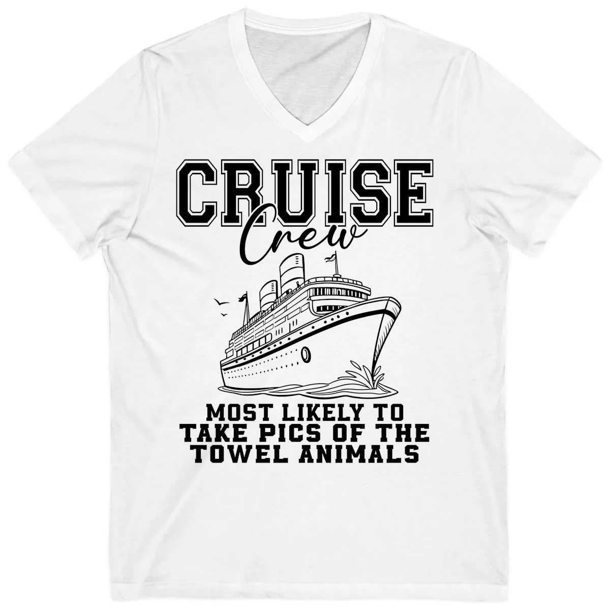 Cruise Crew Towel Animal Photographers V-Neck in White