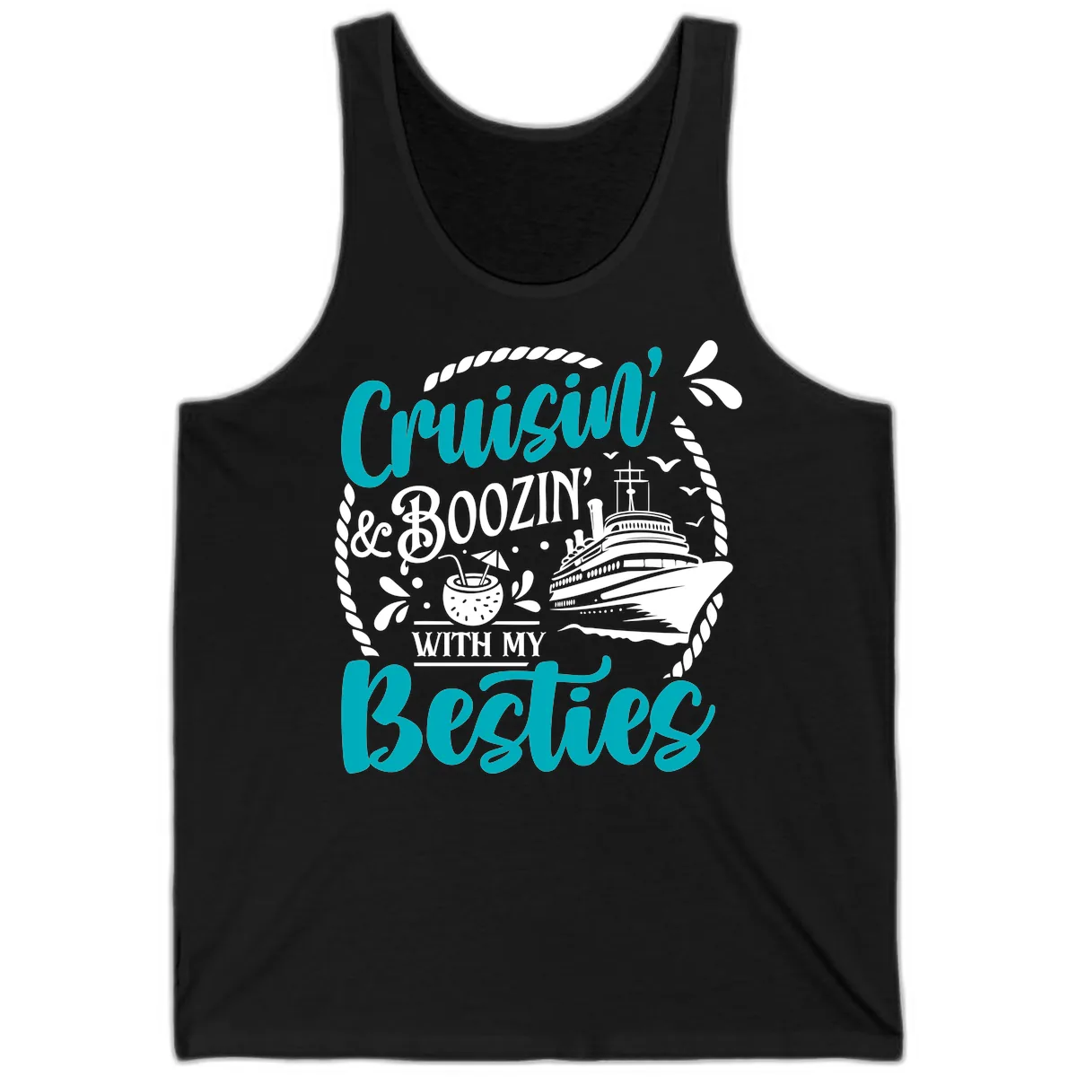Cruisin And Boozin With Besties Tank in Black