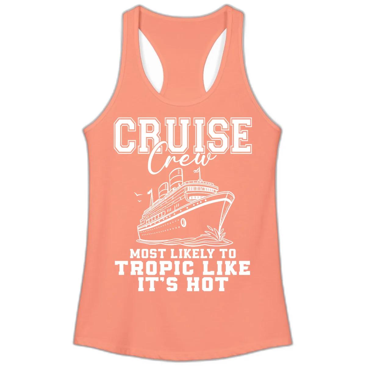 Cruise Crew Tropic Like It's Hot Ladies Tank in Solid Light Orange