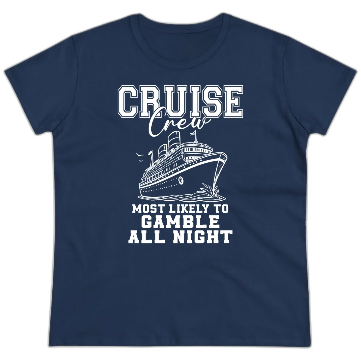 Cruise Crew Gamble All Night Ladies Tee in Navy