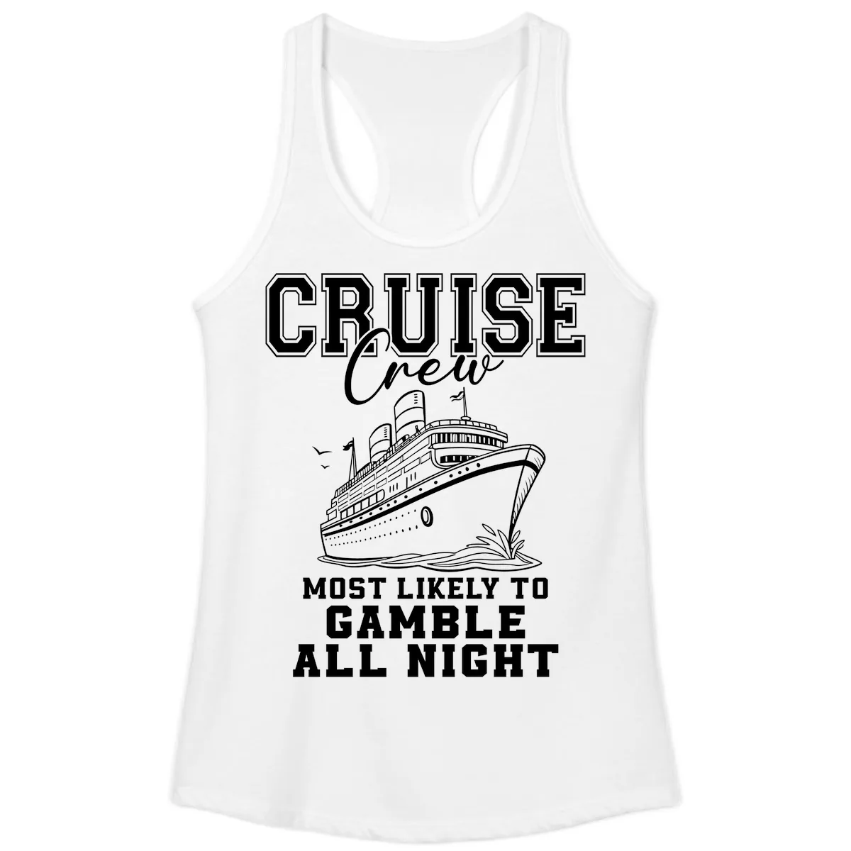 Cruise Crew Gamble All Night Ladies Tank in White