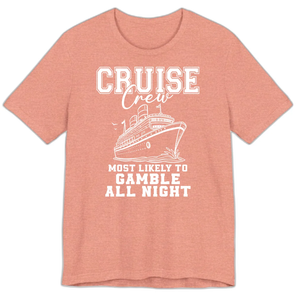 Cruise Crew Gamble All Night Premium T-Shirt in Heather Sunset