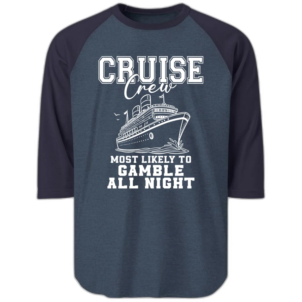 Cruise Crew Gamble All Night Raglan 3/4 in Heather Denim Navy