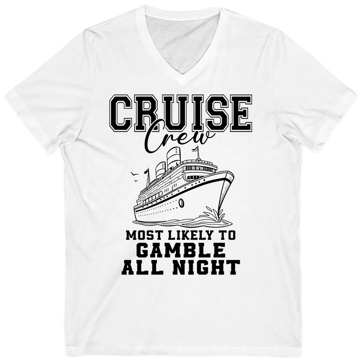 Cruise Crew Gamble All Night V-Neck in White