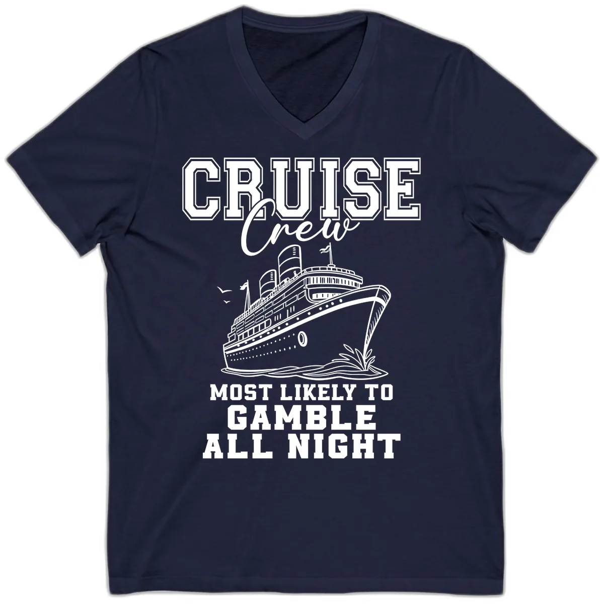 Cruise Crew Gamble All Night V-Neck in Navy