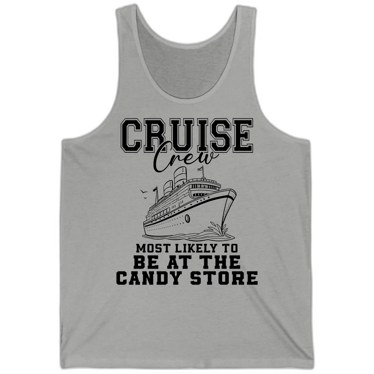 Cruise Crew Candy Store Humor Tank in Athletic Heather