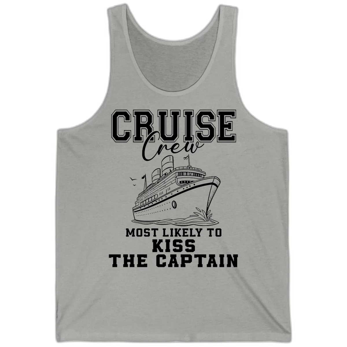 Cruise Crew Most Likely To Kiss The Captain Tank in Athletic Heather