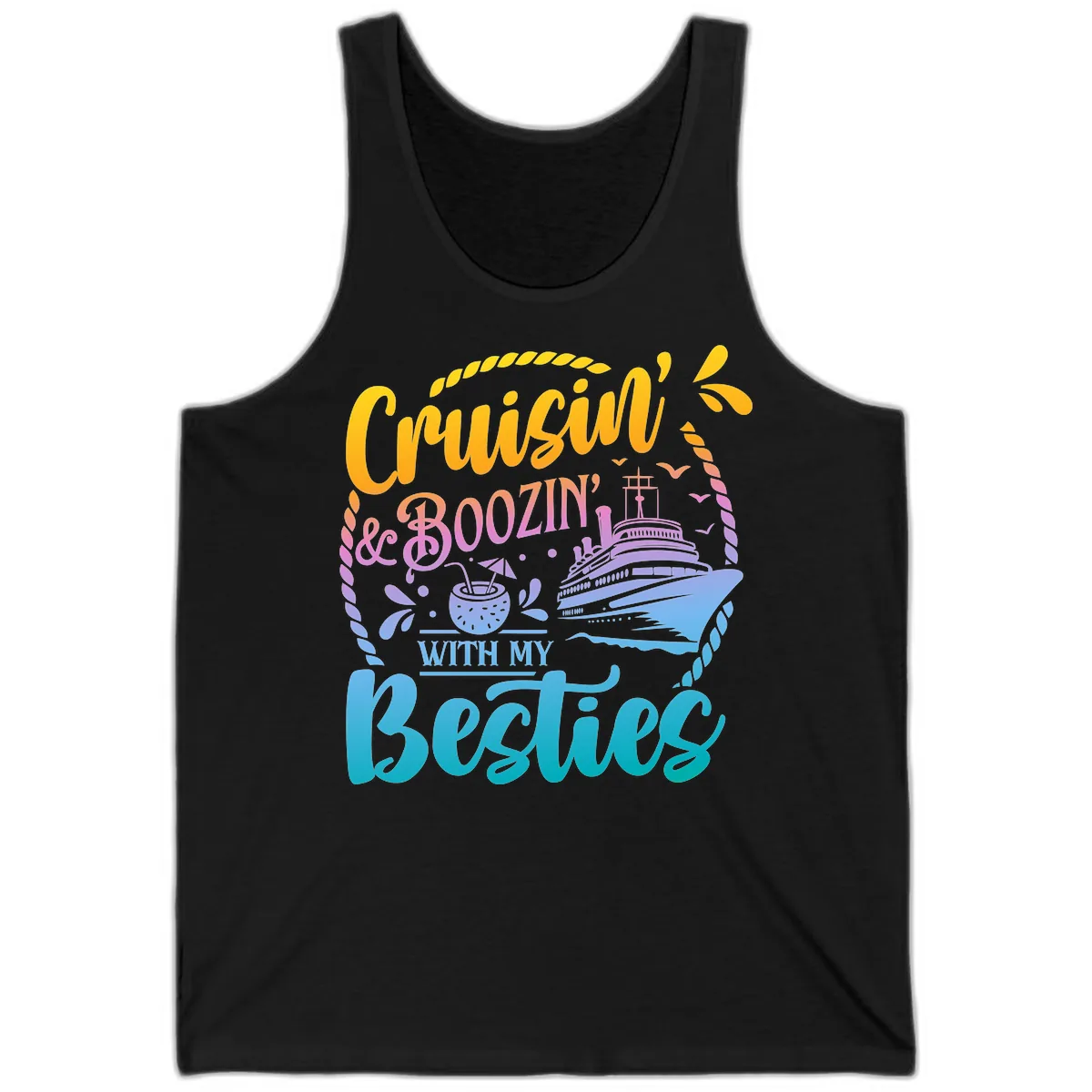 Cruisin and Boozin With My Besties Tank in Black