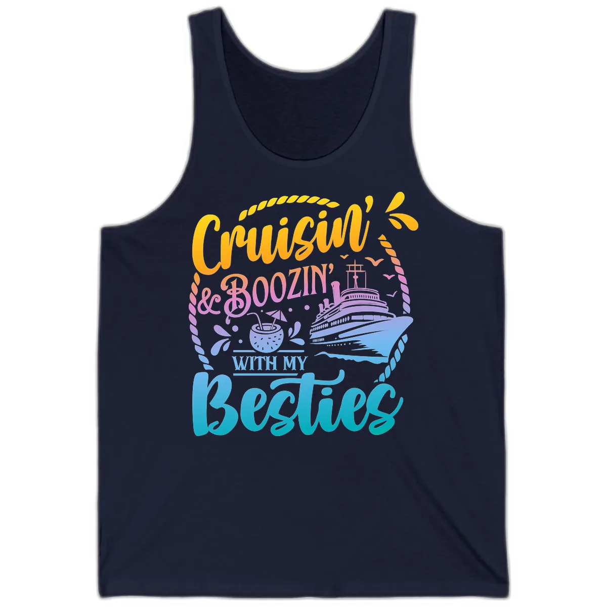 Cruisin and Boozin With My Besties Tank in Navy