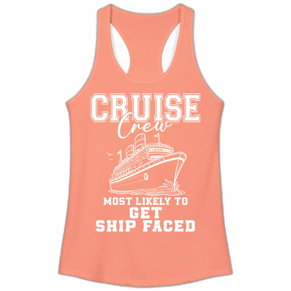 Cruise Crew Ship Faced Ladies Tank in Solid Light Orange