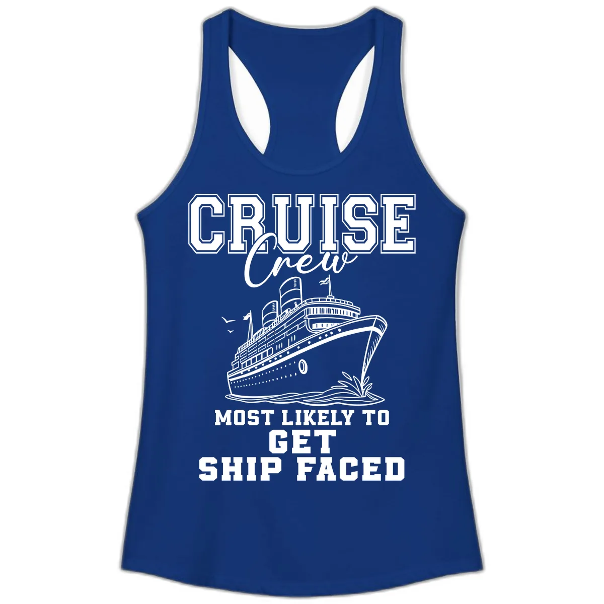 Cruise Crew Ship Faced Ladies Tank in Solid Royal