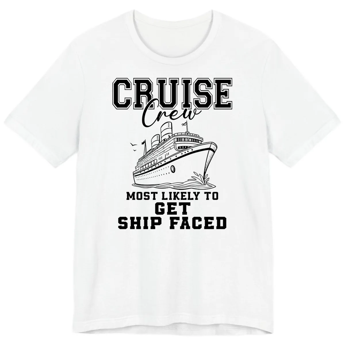 Cruise Crew Ship Faced Premium T-Shirt in White