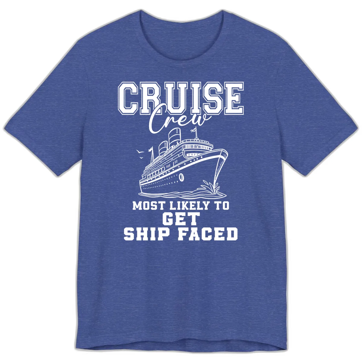 Cruise Crew Ship Faced Premium T-Shirt in Heather True Royal