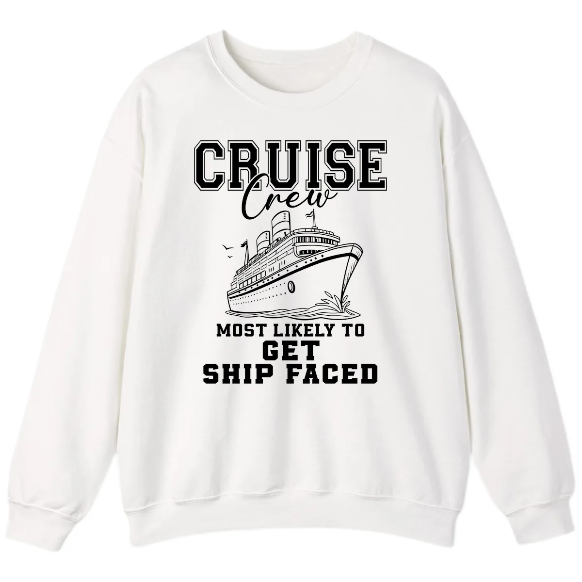 Cruise Crew Ship Faced Sweatshirt in White