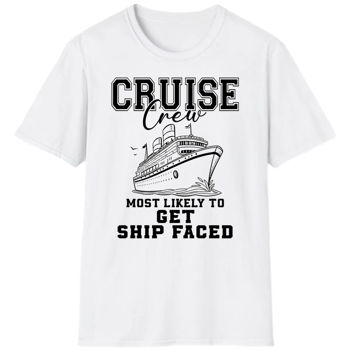Cruise Crew Ship Faced T-Shirt in White