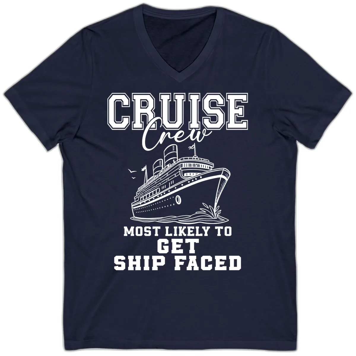 Cruise Crew Ship Faced V-Neck in Navy