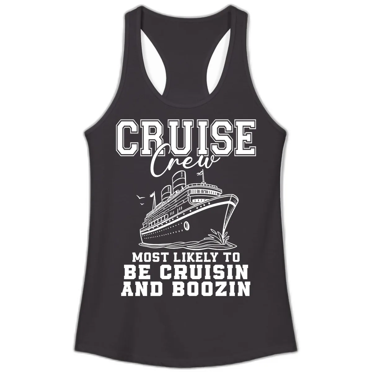 Cruise Crew Cruisin And Boozin Ladies Tank in Black