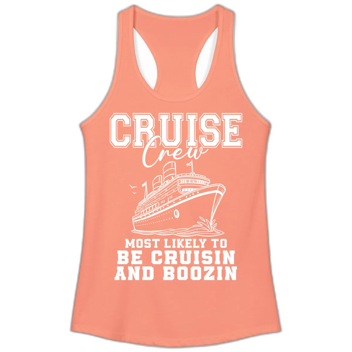 Cruise Crew Cruisin And Boozin Ladies Tank in Solid Light Orange