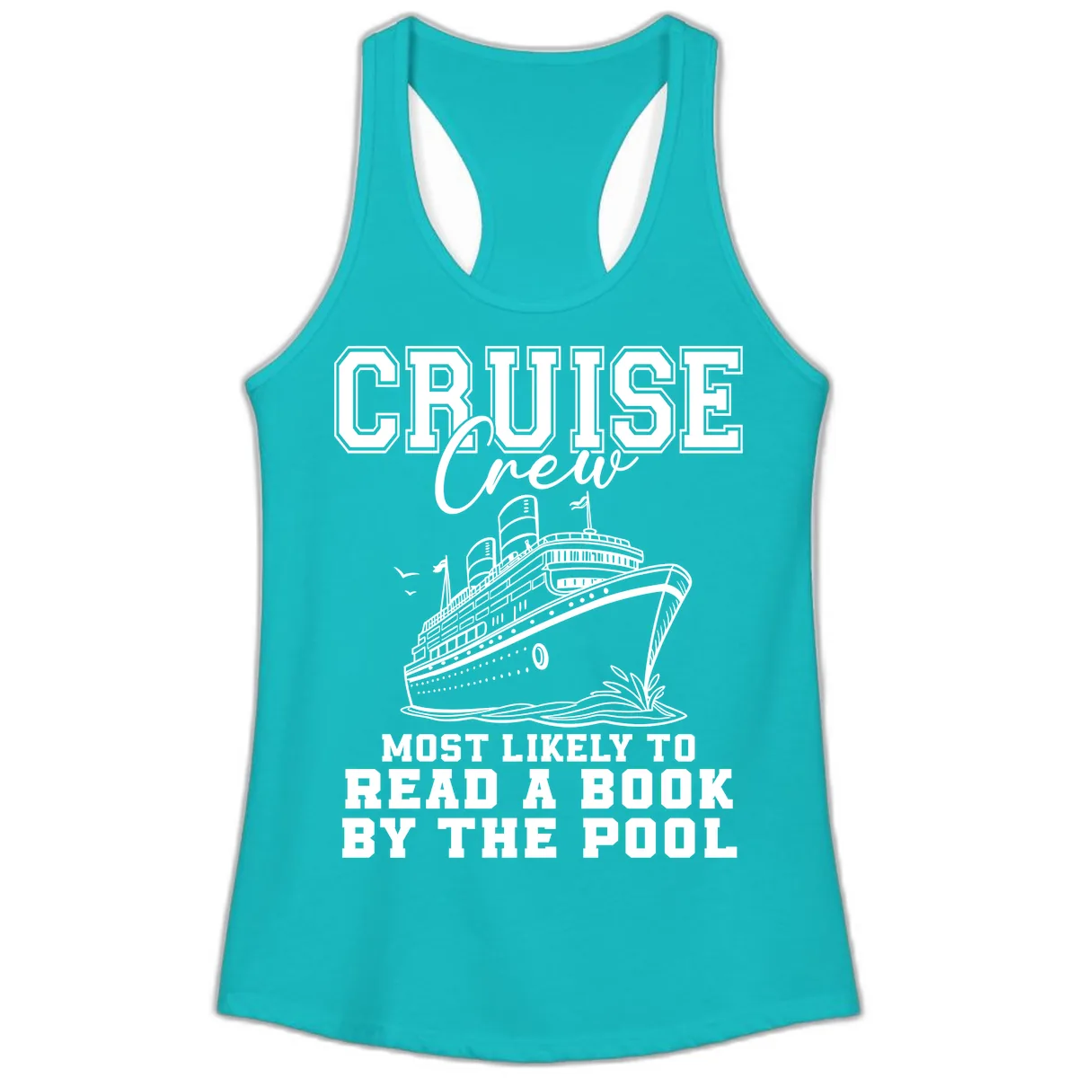 Cruise Crew Reads By The Pool Ladies Tank in Tahiti Blue