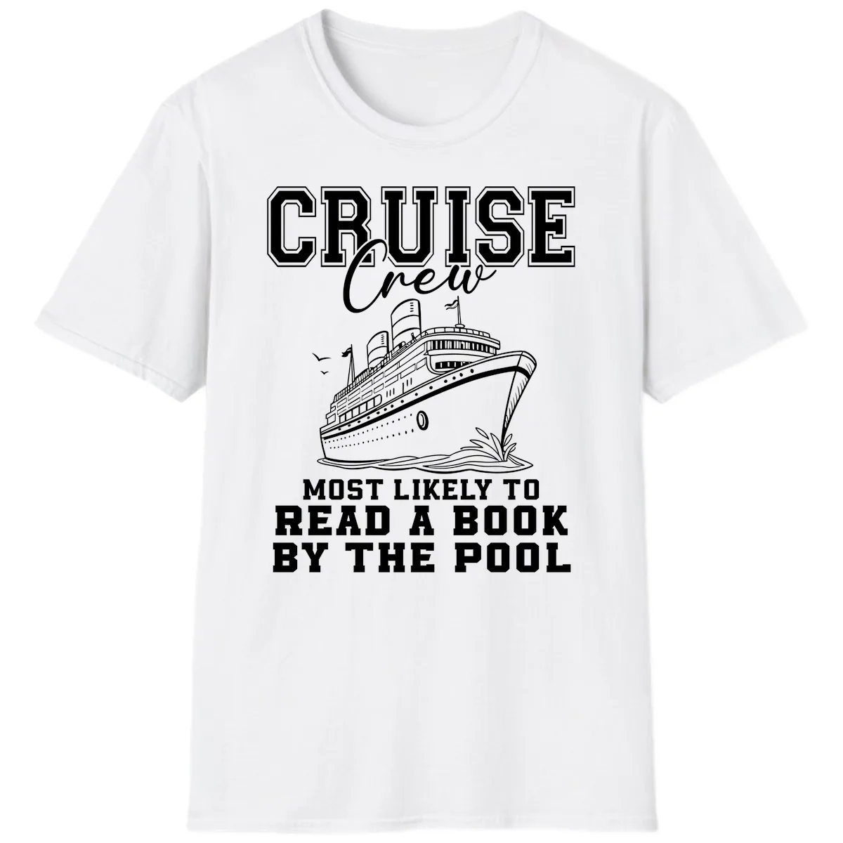 Cruise Crew Reads By The Pool T-Shirt in White