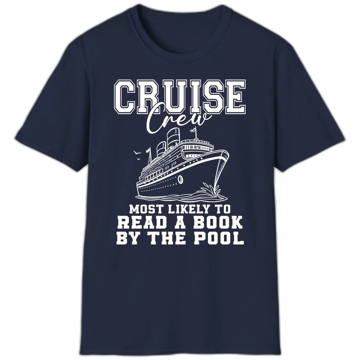 Cruise Crew Reads By The Pool T-Shirt in Navy