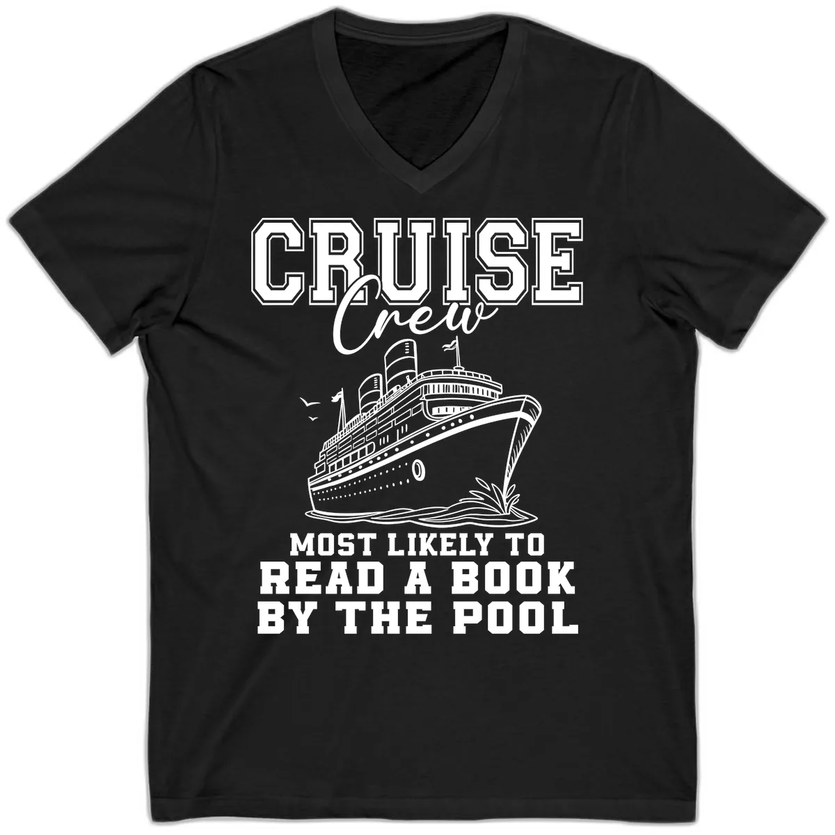 Cruise Crew Reads By The Pool V-Neck in Black