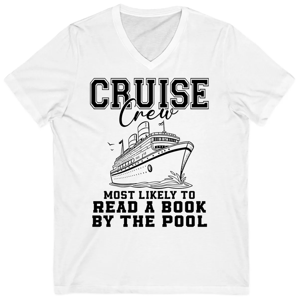 Cruise Crew Reads By The Pool V-Neck in White