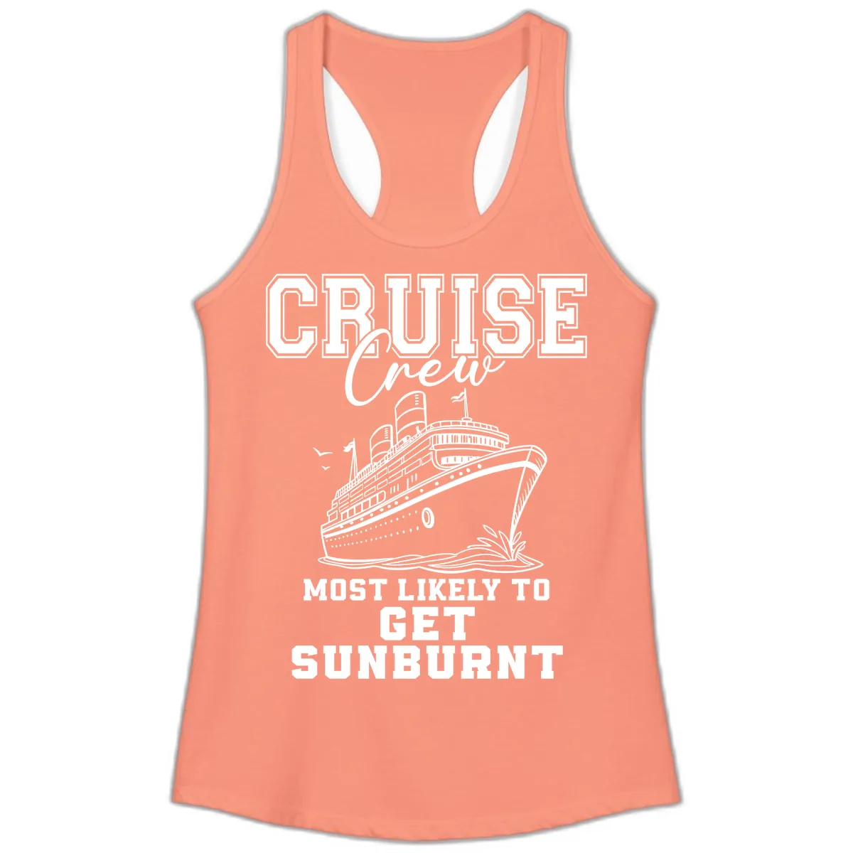 Cruise Crew Most Likely To Get Sunburnt Ladies Tank in Solid Light Orange
