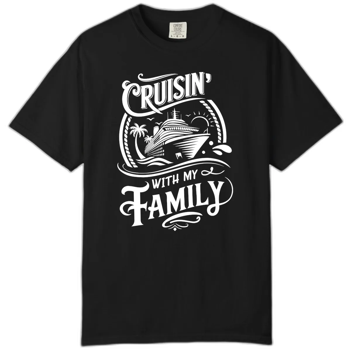 Cruisin With My Family Cruise Design Comfort Color in Black
